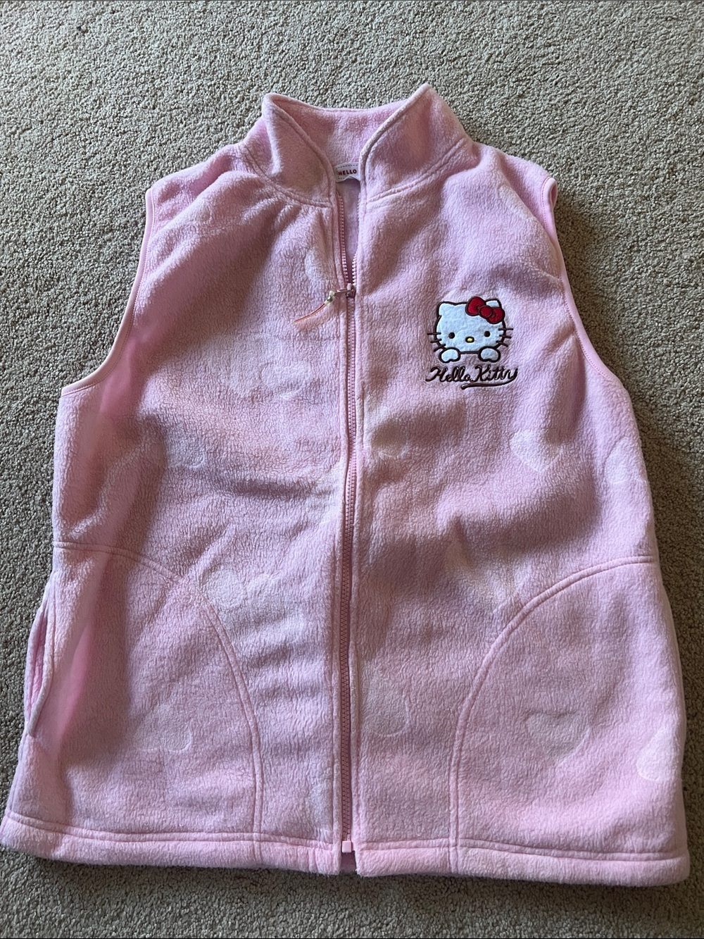 Hello Kitty Light Pink Fleece Zip-Up Vest